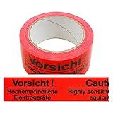 6 Rollen Klebeband Vorsicht! Hochempfindliche Elektrogeräte zweisprachig Paketband Packband Warnband Hinweisklebeb
