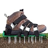 Aunus Rasenbelüfter Rasenlüfter Vertikutierer Rasen Vertikutierer Rasen Nagelschuhe mit 5 Verstellbare Gurte und Metal,Universalgröße passt Schuhe oder Stiefel für Rasen H