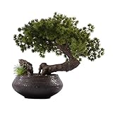Künstlicher Bonsai-Baum Chinese Artificial Cedar Künstliche Bonsai-Verzierungen, Hauptportal Micro Landschaft Grünpflanze Keramik Topf Künstliche Pflanze Künstliche Baum Gefälschte Pflanze im Top