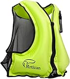 Rrtizan Schwimmweste für Erwachsene, Schwimmhilfe Schwimmwesten, Tragbare aufblasbare Schnorchel Flotation Sicherheitsjacke für Damen Herren, Schnorchelweste für Kajak Bootfahren, S