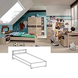 Wimex Bett/ Doppelbett Game, Liegefläche 90x200 cm, Eiche Sägegrau/ Absetzung Lavafarbig