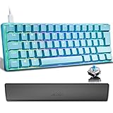 UK-Layout 60% Mechanische Gaming-Tastatur Typ C Kabel 61 Tasten USB-wasserdichte Tastatur RGB-Hintergrundbeleuchtung Anti-Ghosting-Tasten + PU-Leder-Speicher-Foam-Handgelenk