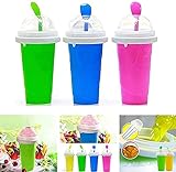 WSJMJ DIY hausgemachte Smoothie Cups, Slush Ice Becher mit Strohhalmlöffel, für EIS Selber Machen, Slush Ice Maker,B