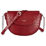 David Jones - Damen Kleine Krokodil Umhängetasche - Frauen Schultertasche PU Leder Halbe Runde Halbmond - Messenger Crossbody Bag Pochette Clutch Citytasche Abendtasche Mode Elegante - R