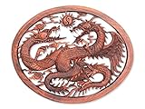 NOVICA Power Dragon Relief Panel-Large Suar Holz-Wand-Kunst, Naga Duality‘ Braun 0.9