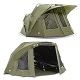Lucx® Lion Angelzelt + Überwurf Bivvy + Winterskin 1 bis 2 Mann Karpfenzelt inkl. Overwrap Carp Dome Tent + Skin 1 bis 2 Personen Z
