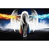 WACYDSD Puzzle 1000 Teile 3D Puzzle Anime Angel Girl Wings EIS Und Feuer Poster Und Gedruckt Wandkunst Bild Für Wohnzimmer Dekoration Geschenk