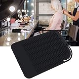 Beständiger Silikonmattenbeutel, professioneller Haarglätter Hitzebeständiger Bezug Wrap Travel Hair Curler Rutschfeste Matte für Bügeleisen(Schwarz)