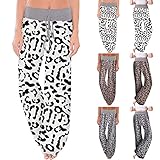 PMJAdd8s4 Jogginghose Damen Freizeithose Damen Winter Hose Mit Hoher Taille Bequeme Stretch-Print Kordelzug Weites Bein Yoga Jogginghose Jogginghose Sportlich Jogginghose Sporthose Mit Taschen D