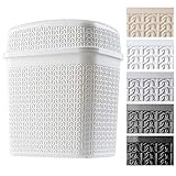 KADAX Kosmetikeimer aus Kunststoff, Abfalleimer mit Schwingdeckel, Abfallbehälter, Mülleimer für Bad, Küche, Leichter Schwingdeckeleimer, Badeimer, Inneneimer (5L, weiß)