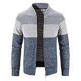 Puimentiua Herren Knit Cardigen Strickjacke Casual Feinstrick mit Stehkragen Strickjacke Langarm Herbst Wintert Strickjacke mit Reißverschluss M-3XL