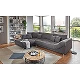 Ilsa Ecksofa in Grau, Ottomane Links, mit großer Sitzfläche, hochwertige Polsterung, gemütliches Sofa in modernem Desig