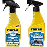 Rain-X 1831103 Plastic Water Repellent Spray 500ml, Yellow & 831135 2-in-1 Scheibenreiniger + Regenabweiser 500ml, Gelb