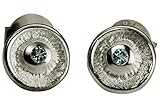 SILBERMOOS süße Damen Ohrstecker rund mit blauem Topas 925 Sterling Silber matt Ohrring