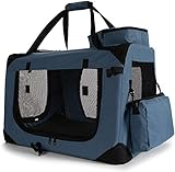 Zedelmaier Faltbare Hundebox Transportbox Hundekäfig mit verschiedenen Größen und Farben (M - 60 x42 x42 cm, Dunkelblau)