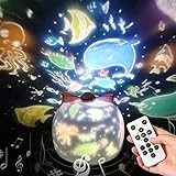 Sternenhimmel Projektor Lampe mit Fernbedienung Kinder LED Musik Nachtlicht mit 8 Projektionsfilmen 360 ° Drehbar für Geburtstage, Halloween, Weihnachtsgeschenke, Kinderzimmer Dek