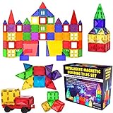 Desire Deluxe Magnetische Bausteine Magnet Montessori Spielzeug für Kinder, Lernspielzeug für Jungen und Mädchen, 3 4 5 6 7 8 Jahre alt, XXL Set mit 57 T
