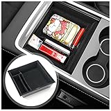 URAQT Mittelkonsole Organizer, Armlehne Ablage Zubehör mit Beflockung Antirutschmatten Angepasst, Armlehne Aufbewahrungsbox Tesla Autozubehör Model Y Model 3 für Karte Schlüssel Mü