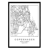 Drucken Kopenhagen Stadtplan skandinavischen Stil in schwarz und weiß. A3 Größe Plakat Das bedruckte Papier Keine 250 gr. Gemälde, Drucke und Poster für Wohnzimmer und S