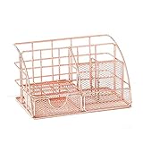 Keliour Zeitschriftenhalter Magazin-Rack-Schreibtisch-Speicherdatei und Informationsständer Metall vertikaler Desktop-Organizer für Büro (Color : Rose Gold, Size : 24x14x13cm)