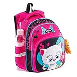 ZWRY Kinderrucksack 3D Cartoon Schultasche Für Gilrs Jungen Katze Bär Muster Orthopädische Rucksack Kinder Schultaschen Student Mochila Klasse 1-4 cat8009