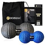 [FASZIEN DUOBALL 12CM & FASZIEN DUOBALL 8 CM] Peanut Ball Set – Faszienrolle Duoball - Duoball Faszien Massage Bälle Set Inkl. GRATIS Video-anleitung, Poster & Tasche – BOZEERA®: Premium S