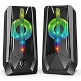 16W PC Lautsprecher Imdwimd Wired USB Lautsprecher für pcmit Buntem LED-Licht One Touch zum Einstellen der Lautstärker RGB Beleuchtung pc Boxen für Computer TV Laptop Tablet Xbox Monitor(8 B x 2)