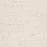 rasch Tapete 449549 aus der Kollektion Florentine II – Vliestapete in Creme mit brauner, kalligraphischer Schrift im Vintage Stil – 10,05m x 53cm (L x B)