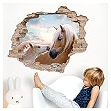 Little Deco 3D Wandtattoo Wandsticker Kinderzimmer Mädchen Pferd Horse Wandaufkleber Spielzimmer Wanddeko Schlafzimmer Wandbild Loch in der Wand Poster DL630
