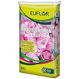 Euflor Rhododendron 60 L Erde für Moorbeetpflanzen mit niedrigem Ph-Wert, Reichhaltige Grunddüngung mit 12 Wochen Langzeitwirkung, zur Rivitaliserung geeig