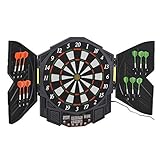 HOMCOM Elektronische Dartscheibe Dartboard mit Tür inkl. 4 LED 216 Spiele 12 Pfeile bis 8 Spieler ABS + PP 49 x 54,6 x 5,5