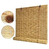 Jolan Bambusrollos, Natural Reed Vorhang Rollo,Raffrollos,Retro-strohjalousien,Sonnenschutz Rollläden,Sichtschutz,Wetterfest,Für Innen/Außen/Fenster,Schilfvorhang,Anpassbar,W×H-135x300cm/53x118