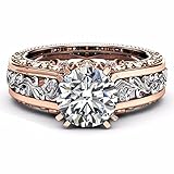 Schmuck,Trada Neue Damenmode Mode Frauen Farbe Trennung Rose Gold Hochzeit Engagement Floral Ring Hochzeit Frau Geschenk Damen Ring Verlobungsringe Ring Tribal Floral Pair Jewel (Silber, 7)