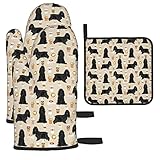 Cocker Spaniel Stoff-Ofenhandschuhe und Topflappen Isolierte Handschuhe & Küchenarbeitsplatte Sichere Matten zum Kochen BBQ Backen Grillen (3-teiliges Set)