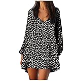 Holywim Damen Sommer Polka Dot Print V-Ausschnitt Offene Ärmel Etuikleid Lässig Lose Sexy Kurzes Strandk