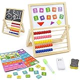 Rechenschieber Holz Abakus 3 IN 1 Kinder Spielzeug Magnettafel Holzpuzzle Mathe Spiele Kinder Geschenk Spielzeug ab 3 4 5 6 Jahre Jungen M