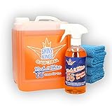 Shinykings Wash&Shine 66 WASSERLOSER Auto Reiniger | Pflege und Schutz inkl. Glanzeffekt für Lack, Chrom-, Alufelgen | 5,5 l mit 4 Mikrofasertüchern | umweltfreundlich und biologisch abbaub