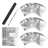 Nail Polish Remover Wraps Pads, UNEEDE 300 Stück Aluminiumfolie Nagellack Remover Pads und 1 Stück Nagelhaut Schieber und 1 Nagelfeile Streifen, Hilfsmittel zum einfachen entfernen von Nagellack