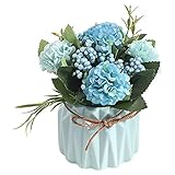 Blssom Muttertag Art Simulationspflanze Bonsai,Seide Blumenblume Pflanze Keramik Topf Mädchen,Muttertagsgeschenk,Hortensien Kunstblumen mit Keramikvase,Artificial Plants,D