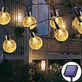 Solar Lichterkette aussen, 50LED 23ft 8 Modi Solar Kristall Kugeln wasserdicht Außer/Innen Lichter Beleuchtung für Garten, Bäume, Terrasse, Weihnachten, Hochzeiten, Partys (warmweiß)