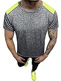 OZONEE Herren T-Shirt T Shirt Tshirt Kurzarm Kurzarmshirt Tee Top Sport Sportswear Rundhals U-Neck Rundhalsausschnitt Aufdruck Motiv Print JS/HM071Z/2 DUNKELGRAU L