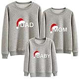 Alueeu Fleece-Pullover-Sweatshirt Herren Warm Damen Kinder Weihnachtspullover-Familie-Set: Xmas Pullover Fleecepullover Winter Weihnachten Fleecepulli Einfarbig Rundhals Langarm Übergröße Ob