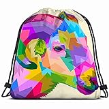 Rucksack mit buntem Schaf, Pop-Art-Stil, Tiere, Schönheit, modischer Kordelzug, Turnbeutel, für Mädchen, Kinder, Reisetasche, Geburtstagsgeschenk für Tochter, Kinder, F