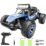 BEZGAR 17 Blau Ferngesteuertes Auto, 1:14 Rc Car mit Leichtem Großraum Spielzeug für Kinder Schneller Rennwagen Rc Buggy Elektro Spielzeug, RC-Auto mit Zwei Wiederaufladbaren Batterien fü