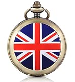 Unendlich U Union Jack Retro Handaufzug Mechanische Taschenuhr Foto Medaillon Weißes Zifferblatt Skelettuhr Pullover Halskette, b