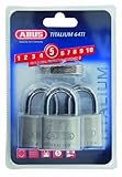 ABUS Vorhängeschloss Titalium 64TI/40 - 3er Set, gleichschließend - Kellerschloss mit Schlosskörper aus Spezial-Aluminium - gehärteter Stahlbügel - ABUS-Sicherheitslevel 5