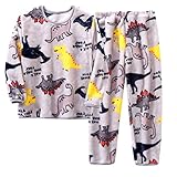 Oyolan Unisex Kinder Schlafanzüge Nachtwäsche Säugling Pyjama Flanell Süße Muster Pyjama Anzug Homewear Outfit Grau 176