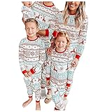 Mutter Weihnachts Schlafanzug Familie Pyjamas Set Langarm Warm Sleepwear Weihnachtspyjamas Nachtwäsche Set Outfit Weihnachten Familie Matching Pyjamas Hausanzug Schlafanzüge Homew