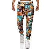 BIBOKAOKE Jogginghose Herren Ethnischer Druck Freizeithose Mode Soft Loose Arbeitshose Leicht Fitness Trainingshose Sweatpants Wanderhose Chino Hosen Stoffhose Outdoor Laufhose H