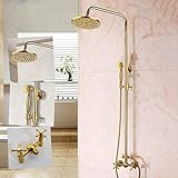 Konstante Temperatur, vergoldeter Stil, goldene Farbe, Badezimmer-Wasserhahn-Griff, Keramik-Griff, Handbrause, Dusch-Dusch-S